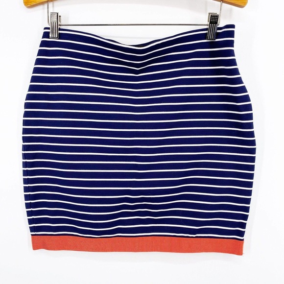 Ann Taylor Dresses & Skirts - Ann Taylor Navy Blue White Striped Coral Grosgrain Ribbon Trim Nautical Skirt 6